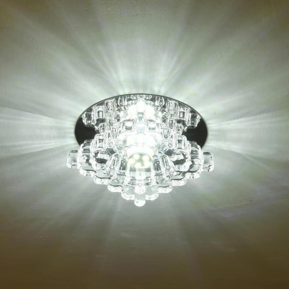 Modern Geometric LED Crystal Flush Mount Ceiling Light Fixture for Kitchen and Hallway