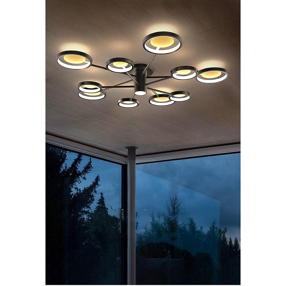 Geometric Multi Circle LED Flush Mount Ceiling Light Modern Black Industrial Chandelier Lighting