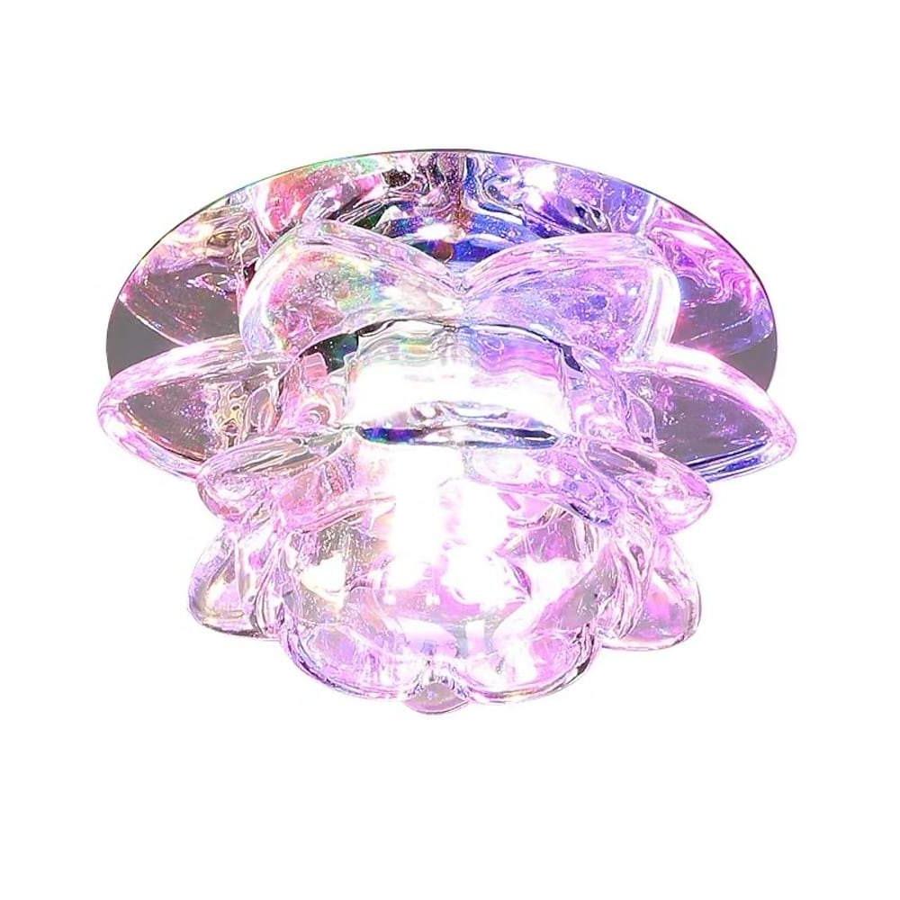 Modern Flower Design LED Flush Mount Ceiling Light with Electroplated Glass and RGB Multi Color Lighting