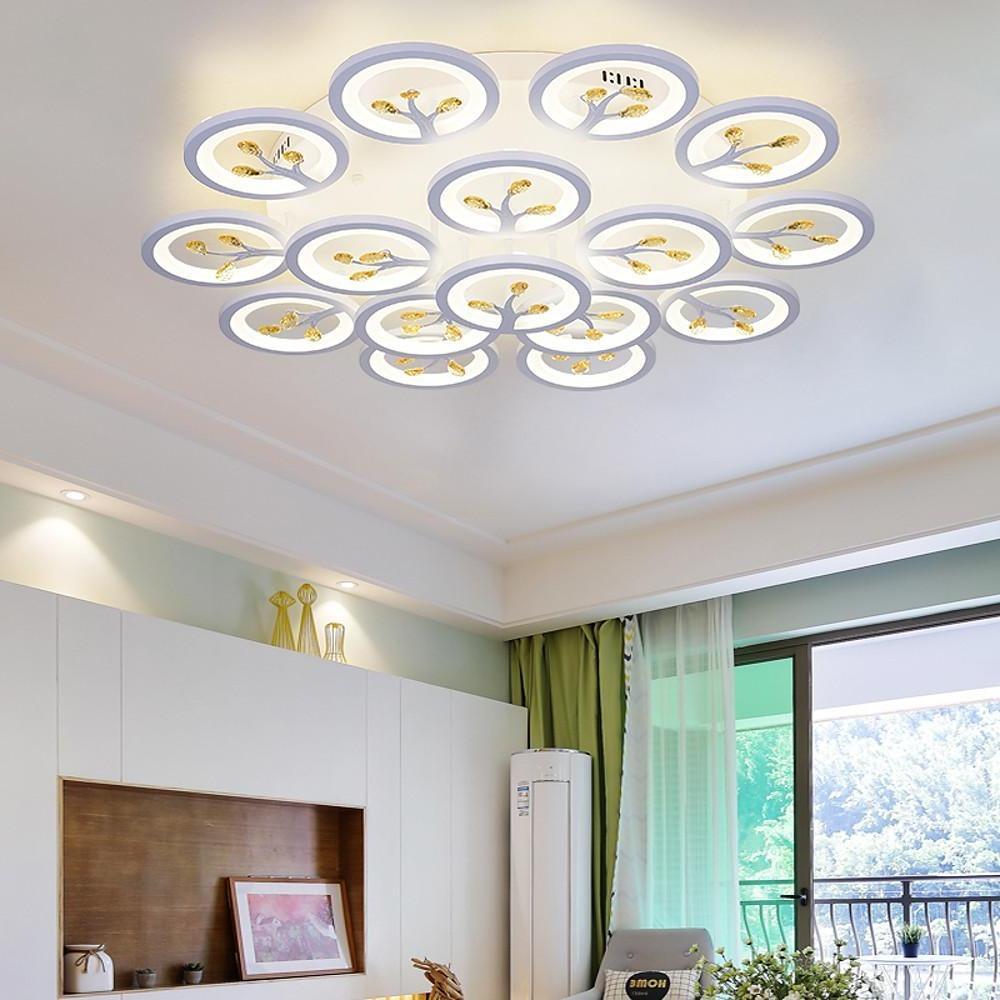 Modern White Flower LED Ceiling Light Dimmable Flush Mount Nordic Bedroom Fixture