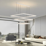 Ultra Thin Modern White Square LED Ring Chandelier Three Step Dimming Ceiling Light