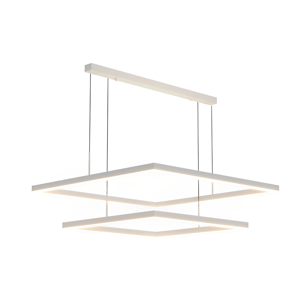 Ultra Thin Modern White Square LED Ring Chandelier Three Step Dimming Ceiling Light
