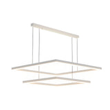 Ultra Thin Modern White Square LED Ring Chandelier Three Step Dimming Ceiling Light