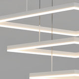 Ultra Thin Modern White Square LED Ring Chandelier Three Step Dimming Ceiling Light
