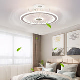 Circular 19 Inch LED Ceiling Fan Bladeless Design Dimmable Lighting for Modern Home Office
