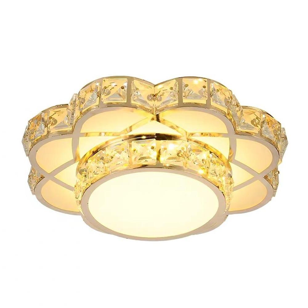 Modern Flower Crystal LED Flush Mount Ceiling Light for Entryway and Hallway Decor