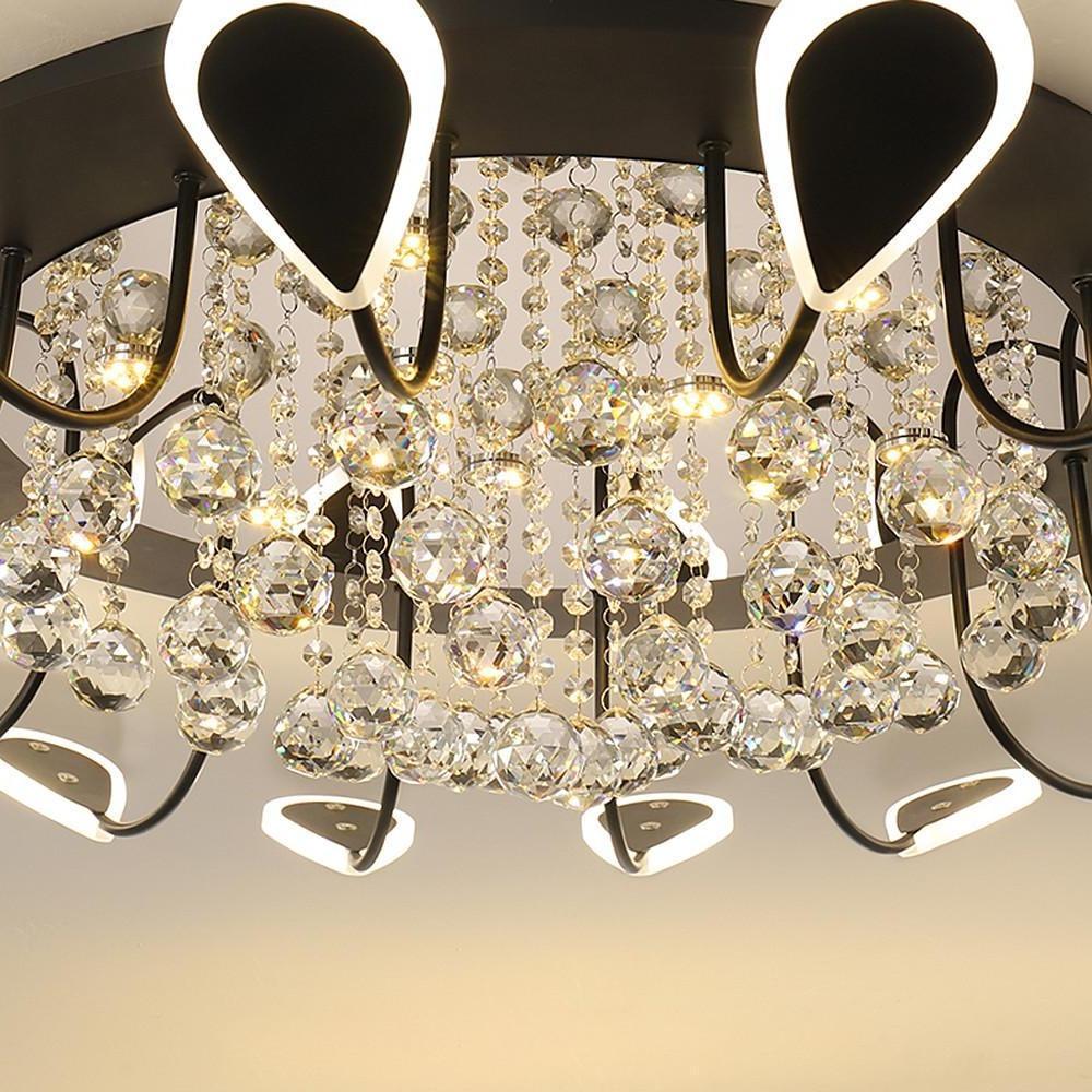 Modern Flower Petal Dimmable LED Crystal Flush Mount Ceiling Lamp