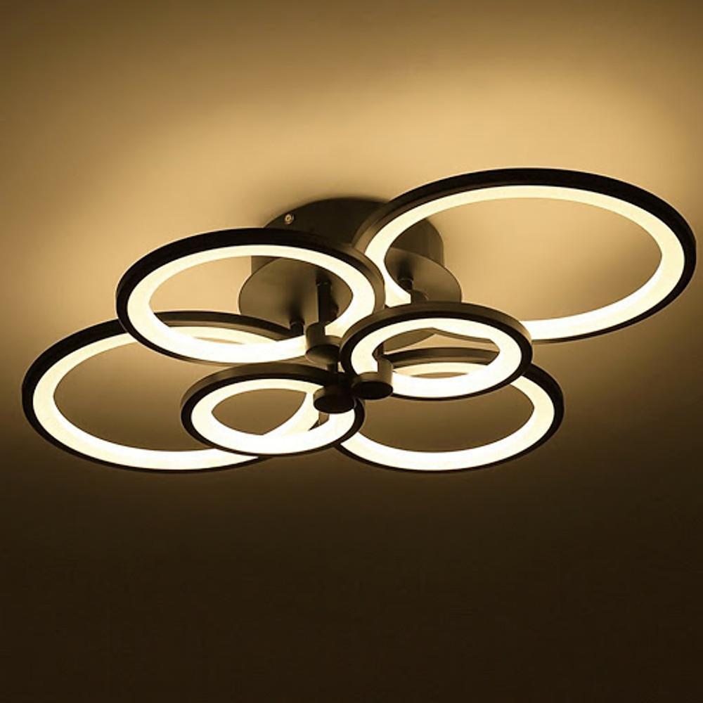 Modern Multi Ring LED Flush Mount Ceiling Light Dimmable Geometric Chandelier for Living Room