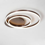Modern Dimmable Multi Circle LED Flush Mount Ceiling Light for Living Room and Bedroom in Coffee Finish