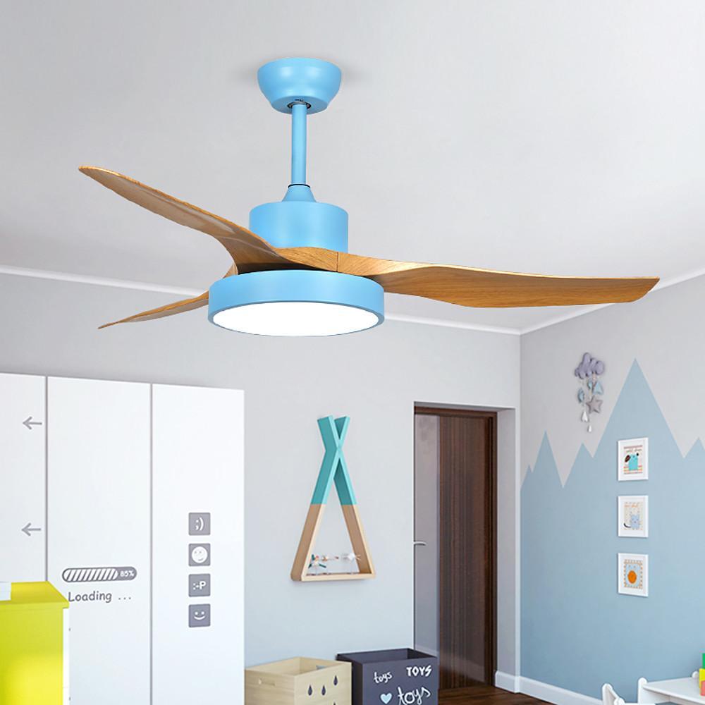 52 Inch Rustic Modern 3 Blade Ceiling Fan with Dimmable LED Light and Remote for Living Room