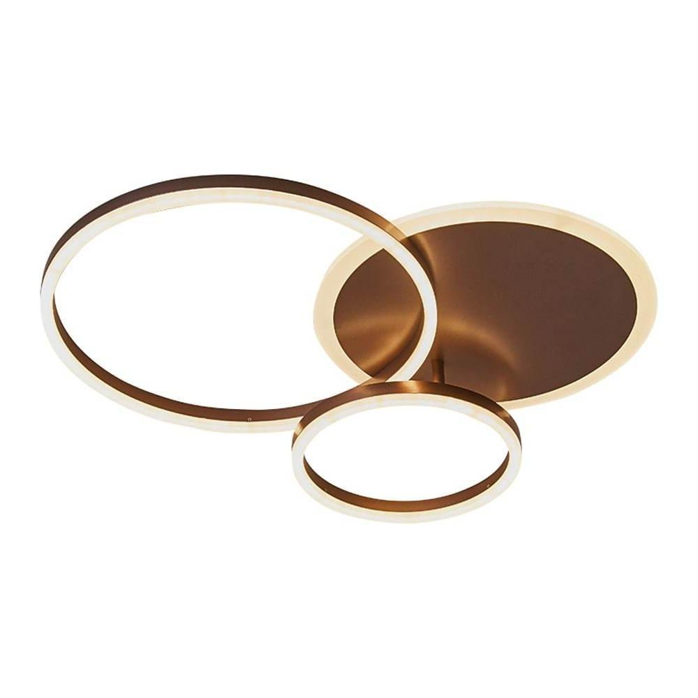 Modern 3 Layer Circle LED Flush Mount Ceiling Light Dimmable 26 Inch White Black Brown