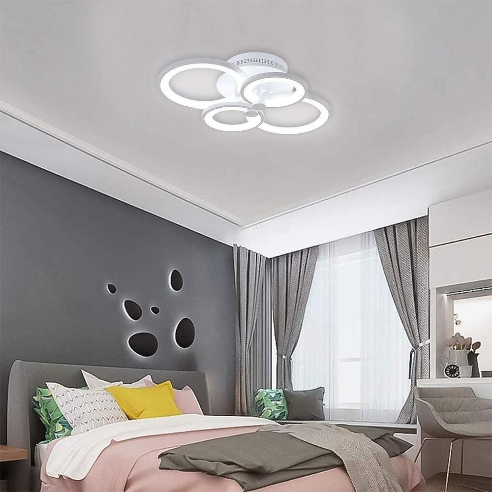 Modern Geometric Overlapping Ring LED Semi Flush Mount Ceiling Light for Living Room