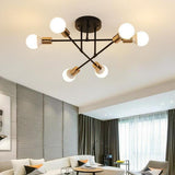 Contemporary 6 Light Geometric Sputnik Semi Flush Mount Ceiling Fixture