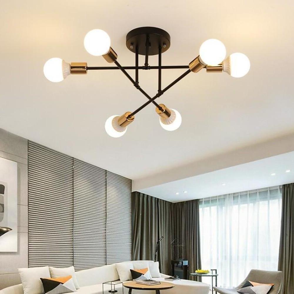 Contemporary 6 Light Geometric Sputnik Semi Flush Mount Ceiling Fixture