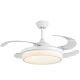 Modern White Retractable Ceiling Fan with LED Light and 4 Invisible Blades