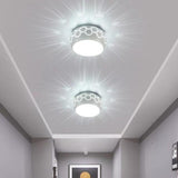 Modern LED Drum Flush Mount Ceiling Light with Geometric Hollow Design for Hallways and Entryways
