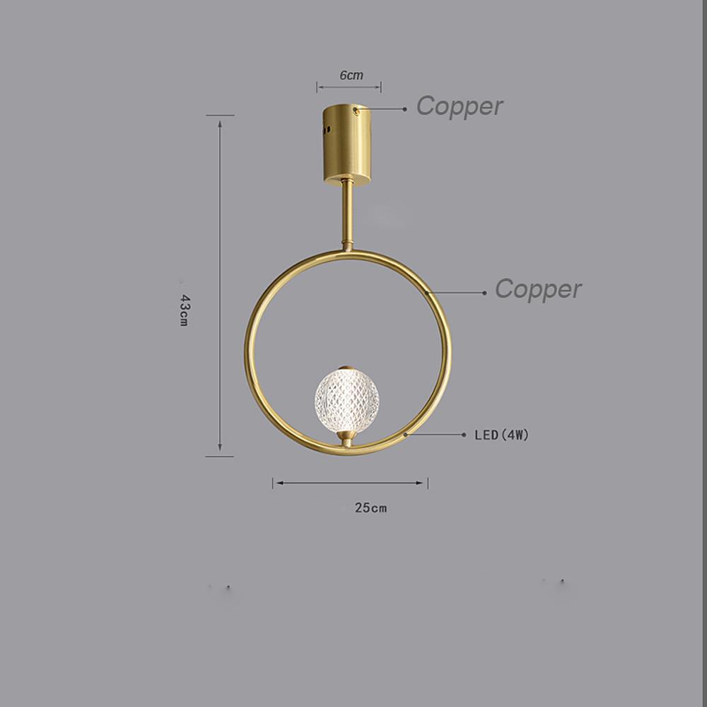 Modern Nordic Brass LED Flush Mount Ceiling Light with Ring Acrylic Globe Shade