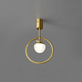 Nordic Gold Copper Ring LED Flush Mount Ceiling Light Fixture Modern Brass Circle Chandelier