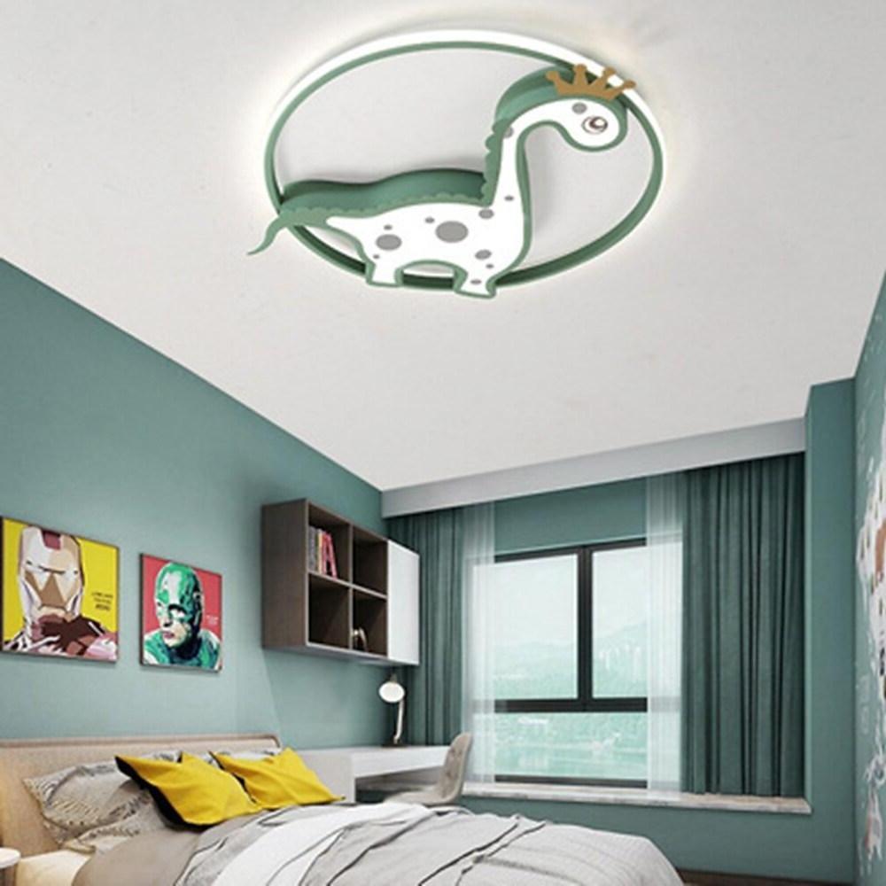Cartoon Dinosaur Round LED Flush Mount Ceiling Light for Kids Room and Playroom Decor