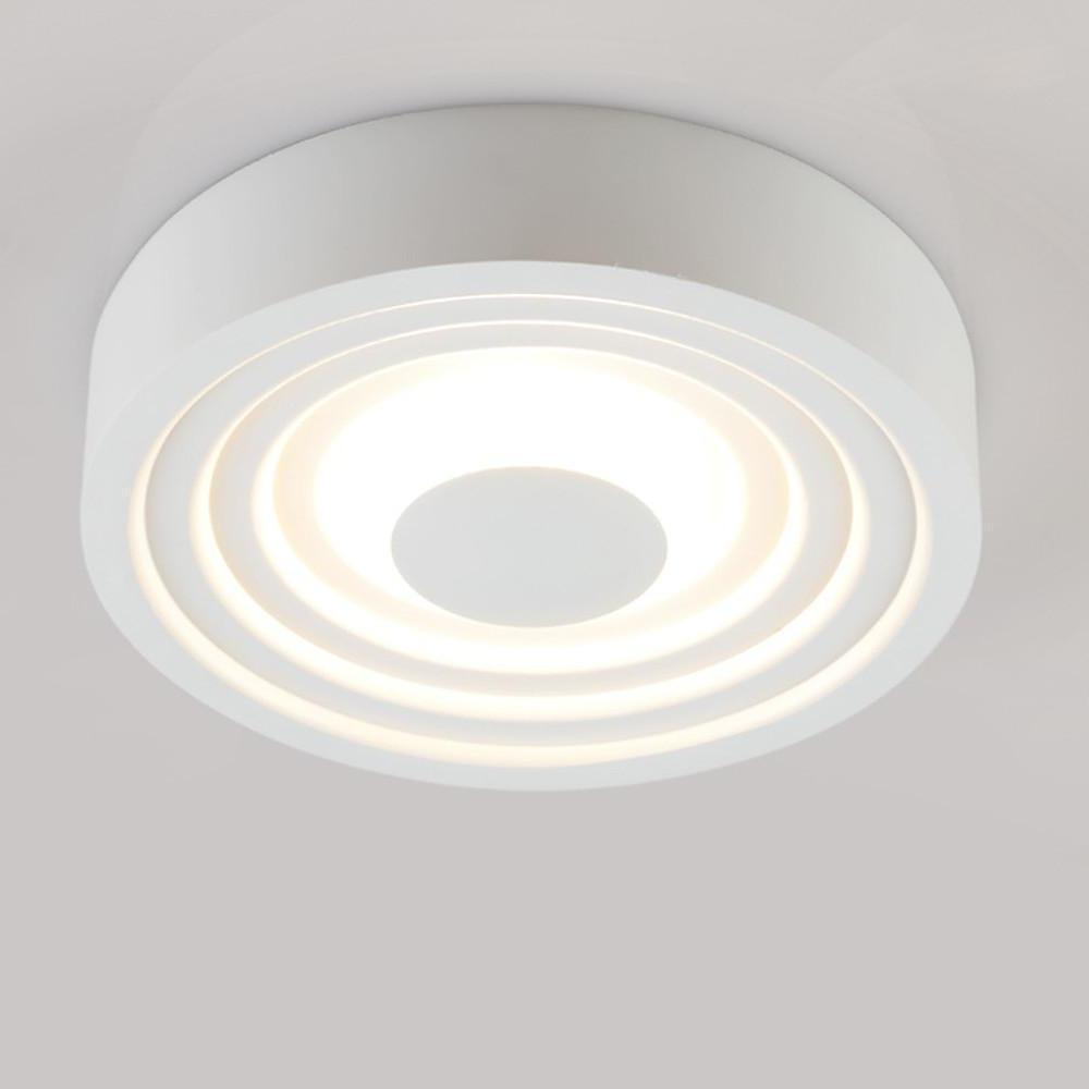 Modern 6 Inch Round Geometric LED Flush Mount Ceiling Light with Aluminum Finish
