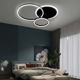 Modern 3 Layer Circle LED Flush Mount Ceiling Light Dimmable 26 Inch White Black Brown