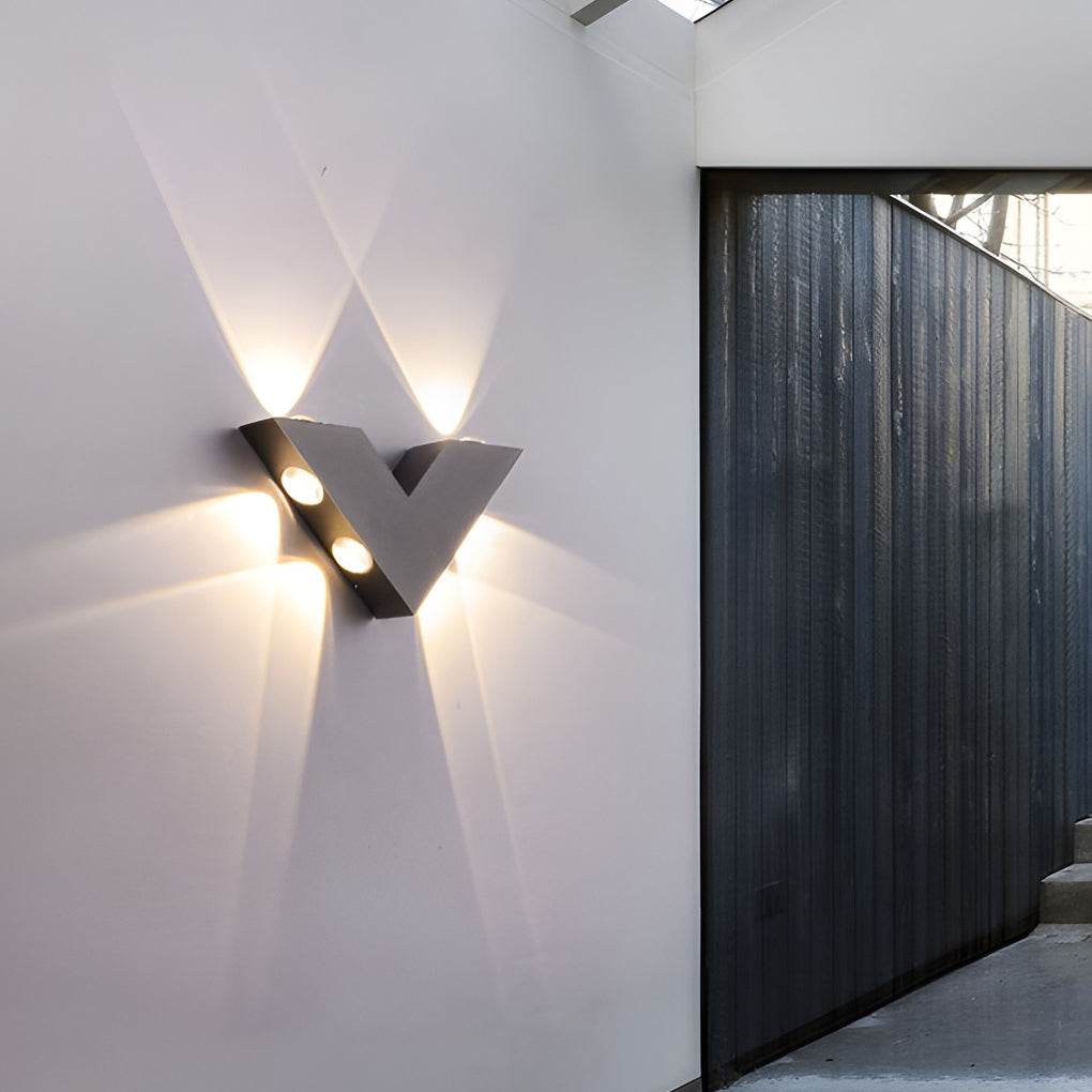 V Shaped Modern Outdoor LED Wall Sconce Waterproof Black Exterior Light for Garden and Entryway