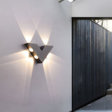 V Shaped Modern Outdoor LED Wall Sconce Waterproof Black Exterior Light for Garden and Entryway