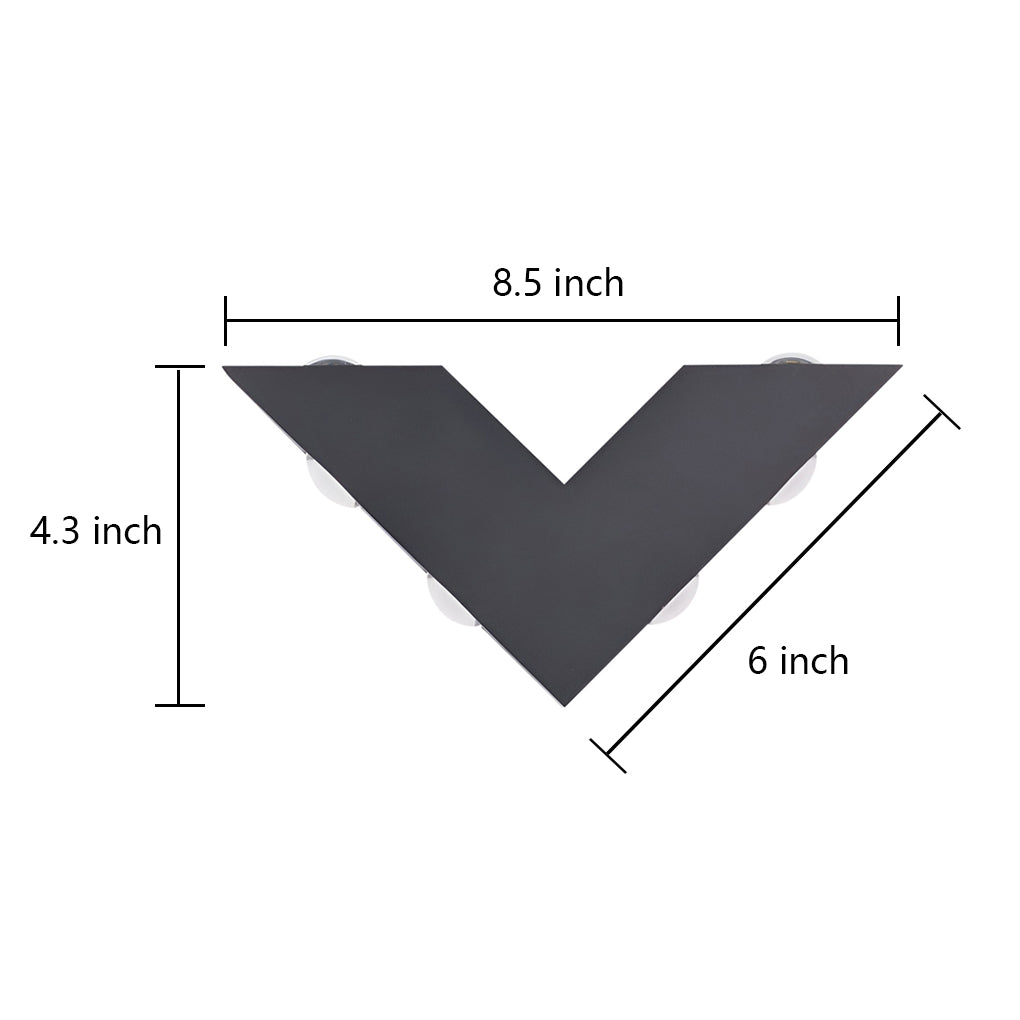 V Shaped Modern Outdoor LED Wall Sconce Waterproof Black Exterior Light for Garden and Entryway