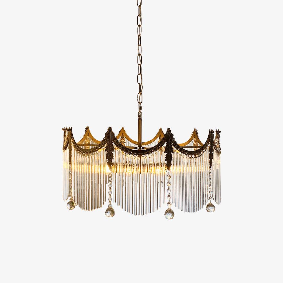 Vacarro Modern Tiered Metal Chandelier Luxury Brass and Glass Pendant Light for Dining Room