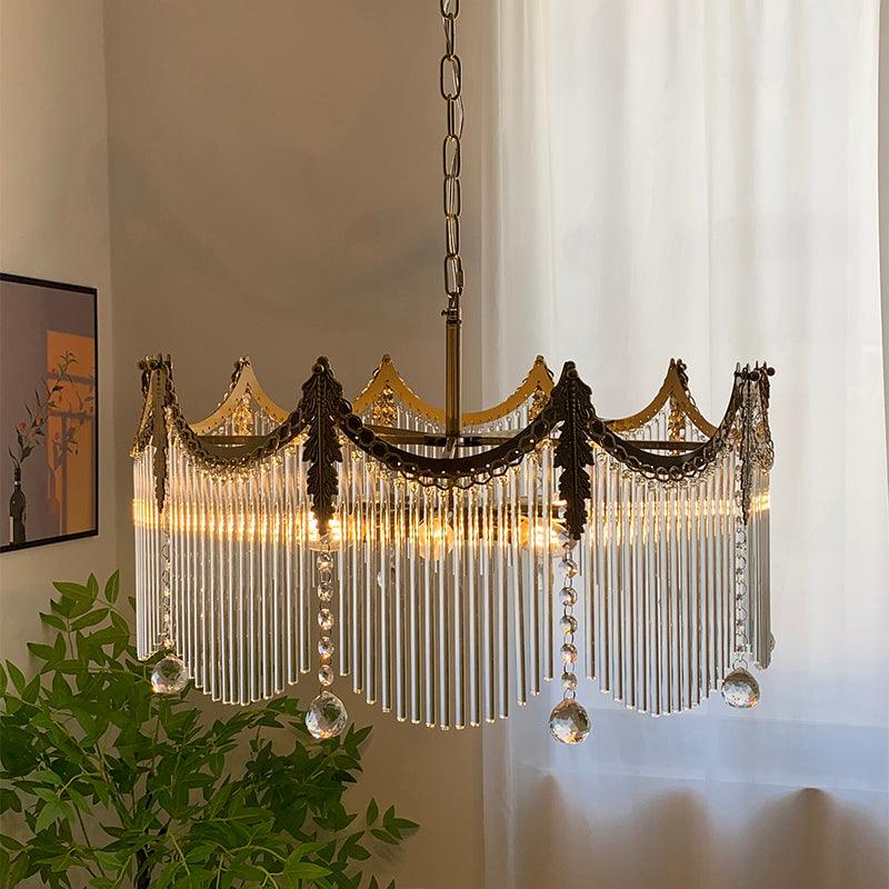 Vacarro Modern Tiered Metal Chandelier Luxury Brass and Glass Pendant Light for Dining Room