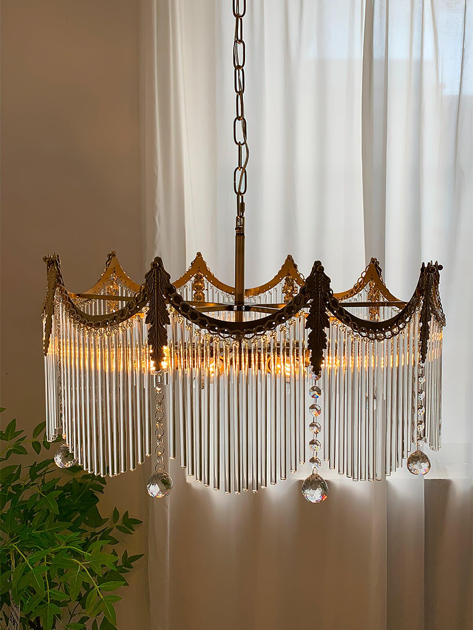 Vacarro Modern Tiered Metal Chandelier Luxury Brass and Glass Pendant Light for Dining Room