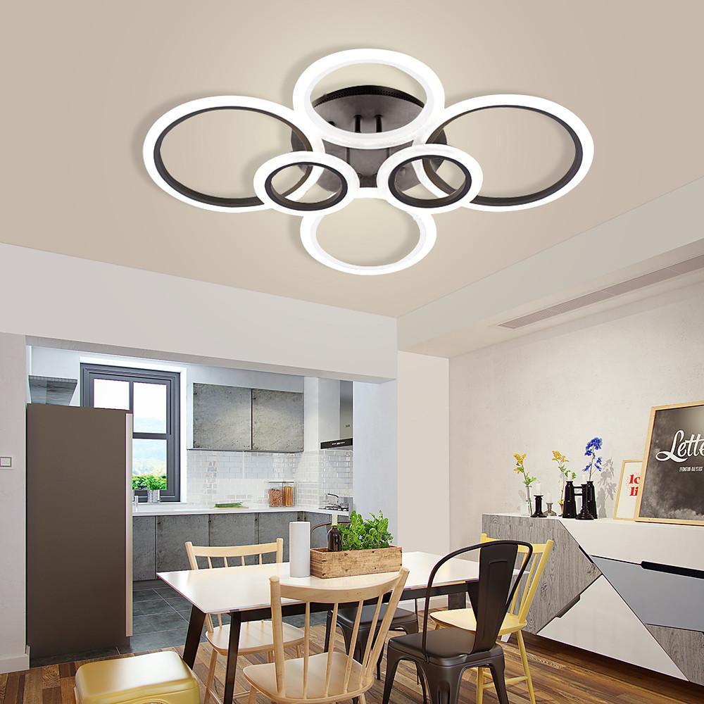 Modern Geometric Circles LED Cluster Ceiling Light Flush Mount Fixture for Bedroom and Living Room