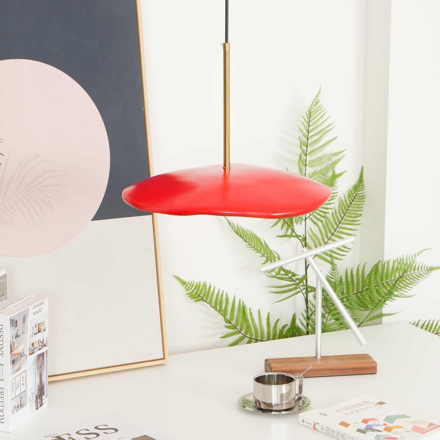 Valentina Modern LED Pendant Light with Curved Resin Shade for Kitchen and Dining Room