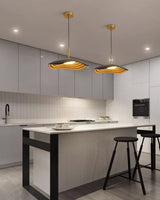 Valentina Modern LED Pendant Light with Curved Resin Shade for Kitchen and Dining Room