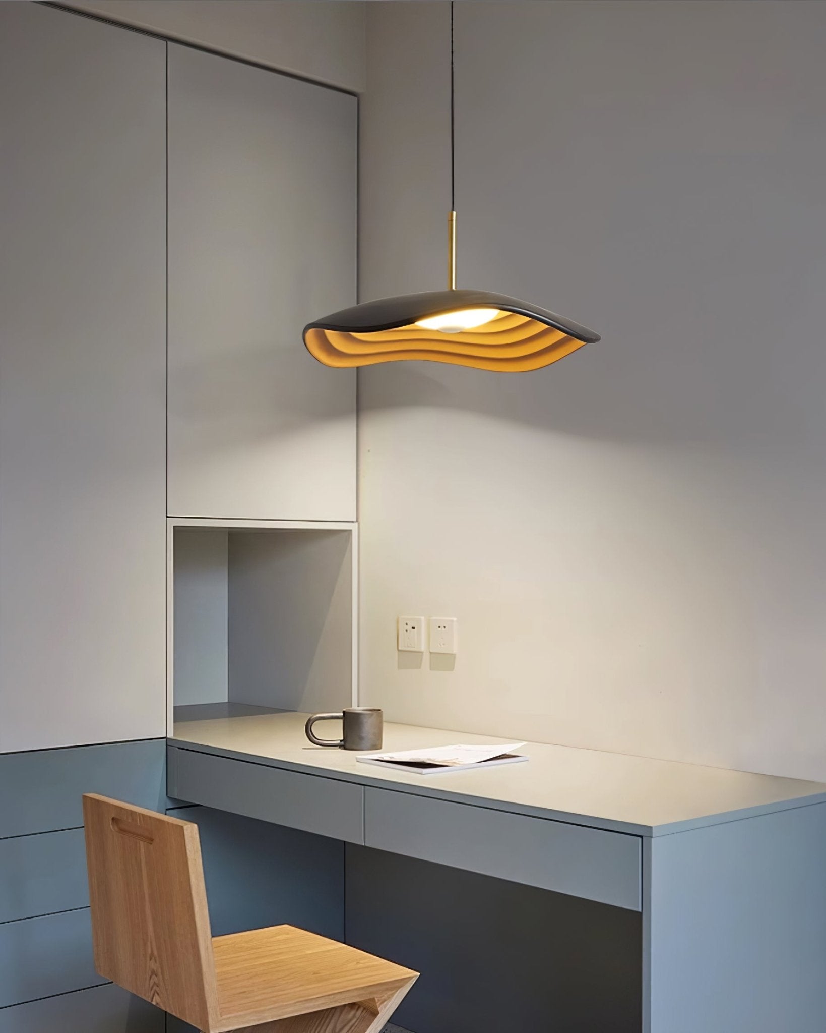 Valentina Modern LED Pendant Light with Curved Resin Shade for Kitchen and Dining Room