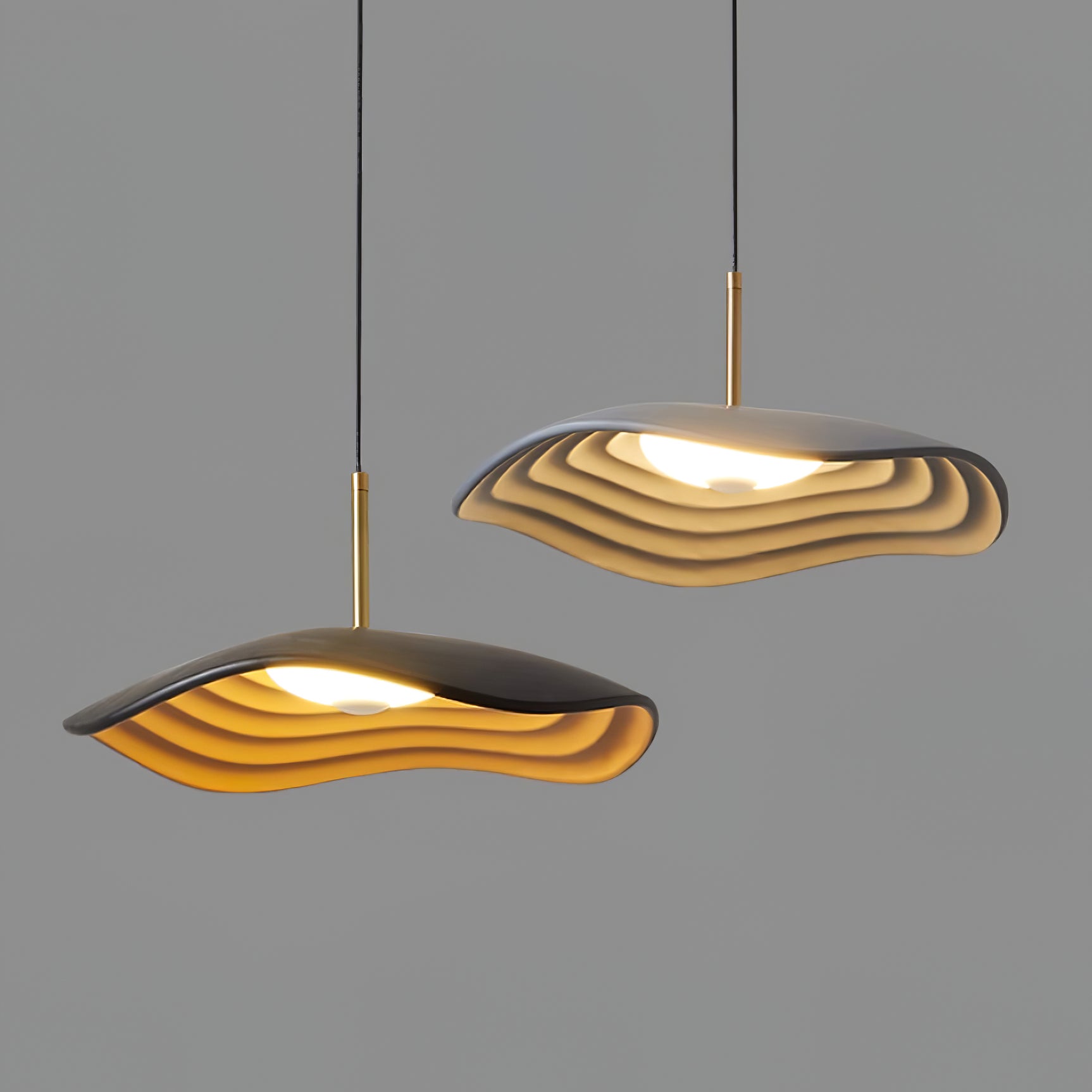 Valentina Modern LED Pendant Light with Curved Resin Shade for Kitchen and Dining Room