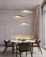 Valentina Modern LED Pendant Light with Curved Resin Shade for Kitchen and Dining Room