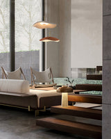 Valentina Modern LED Pendant Light with Curved Resin Shade for Kitchen and Dining Room