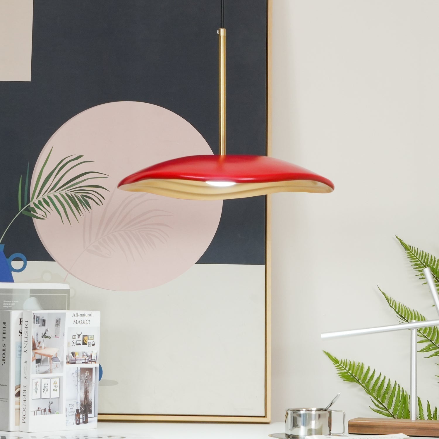 Valentina Modern LED Pendant Light with Curved Resin Shade for Kitchen and Dining Room
