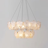 Valery Modern Glass Petal Chandelier Gold Luxury Flush Mount Ceiling Light for Dining Room