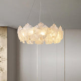 Valery Modern Glass Petal Chandelier Gold Luxury Flush Mount Ceiling Light for Dining Room