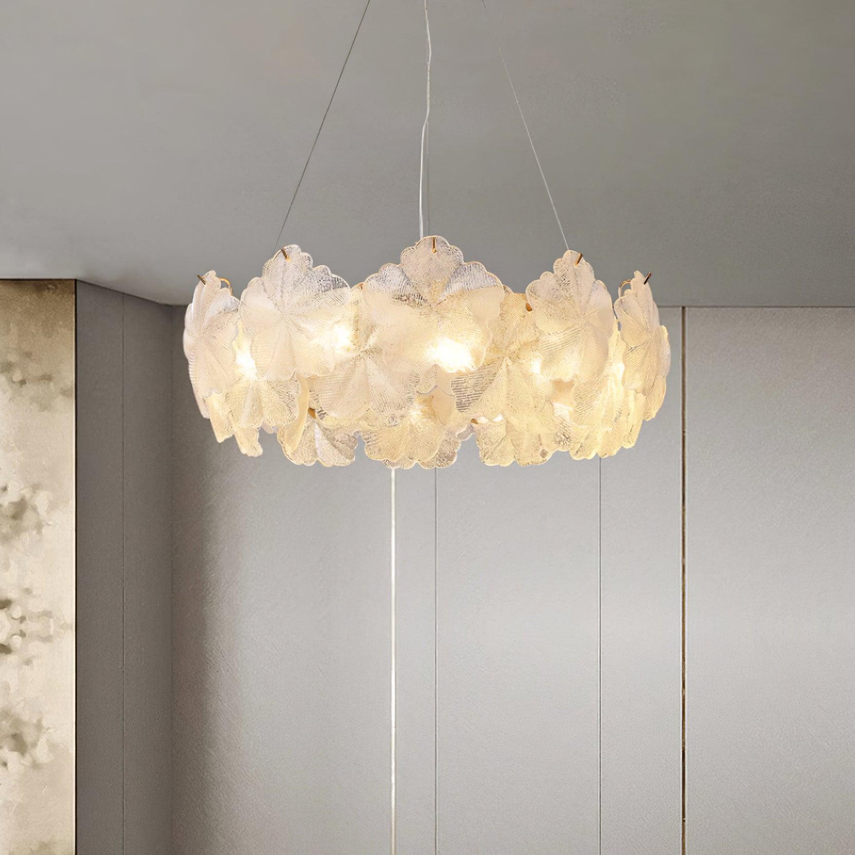 Valery Modern Glass Petal Chandelier Gold Luxury Flush Mount Ceiling Light for Dining Room