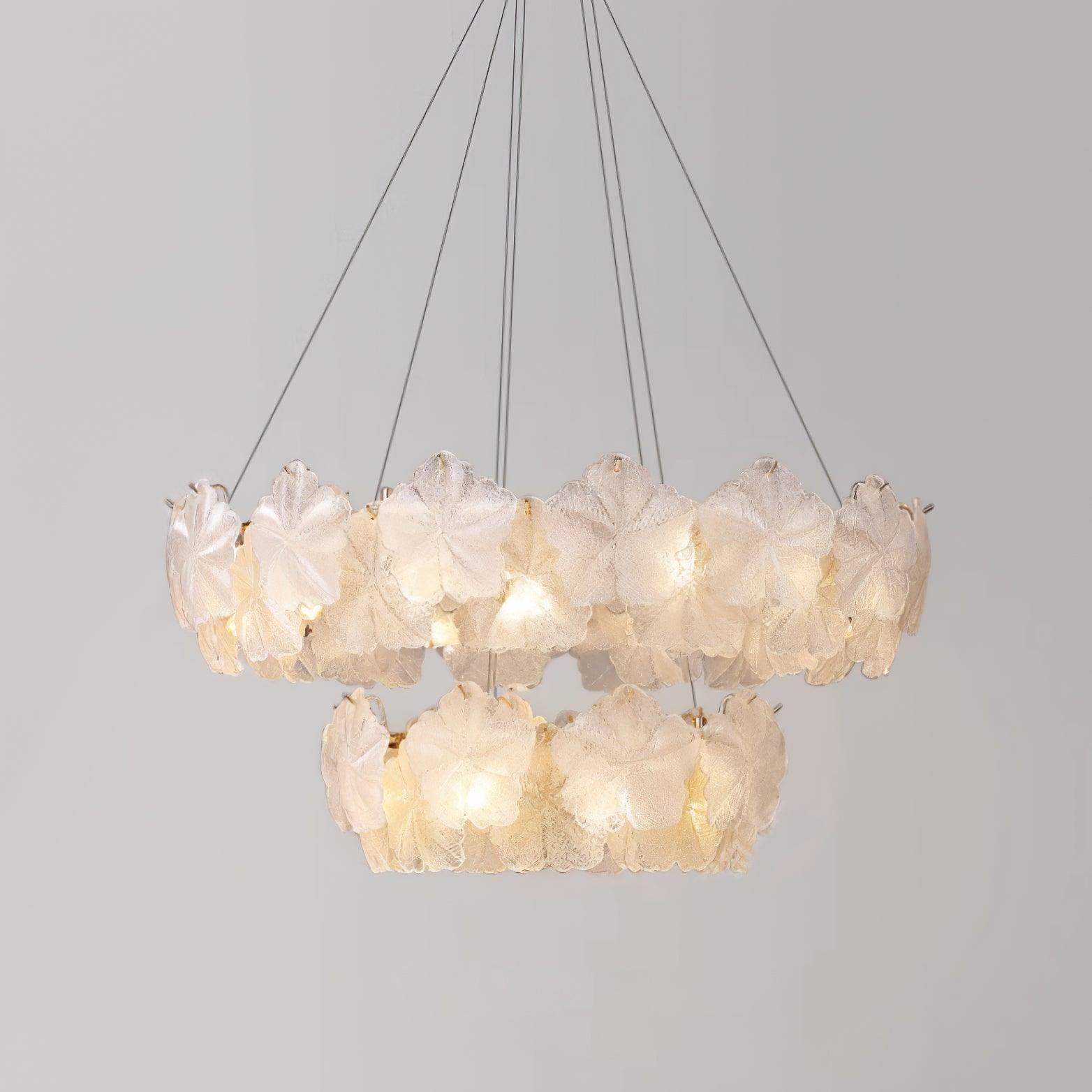 Valery Modern Glass Petal Chandelier Gold Luxury Flush Mount Ceiling Light for Dining Room