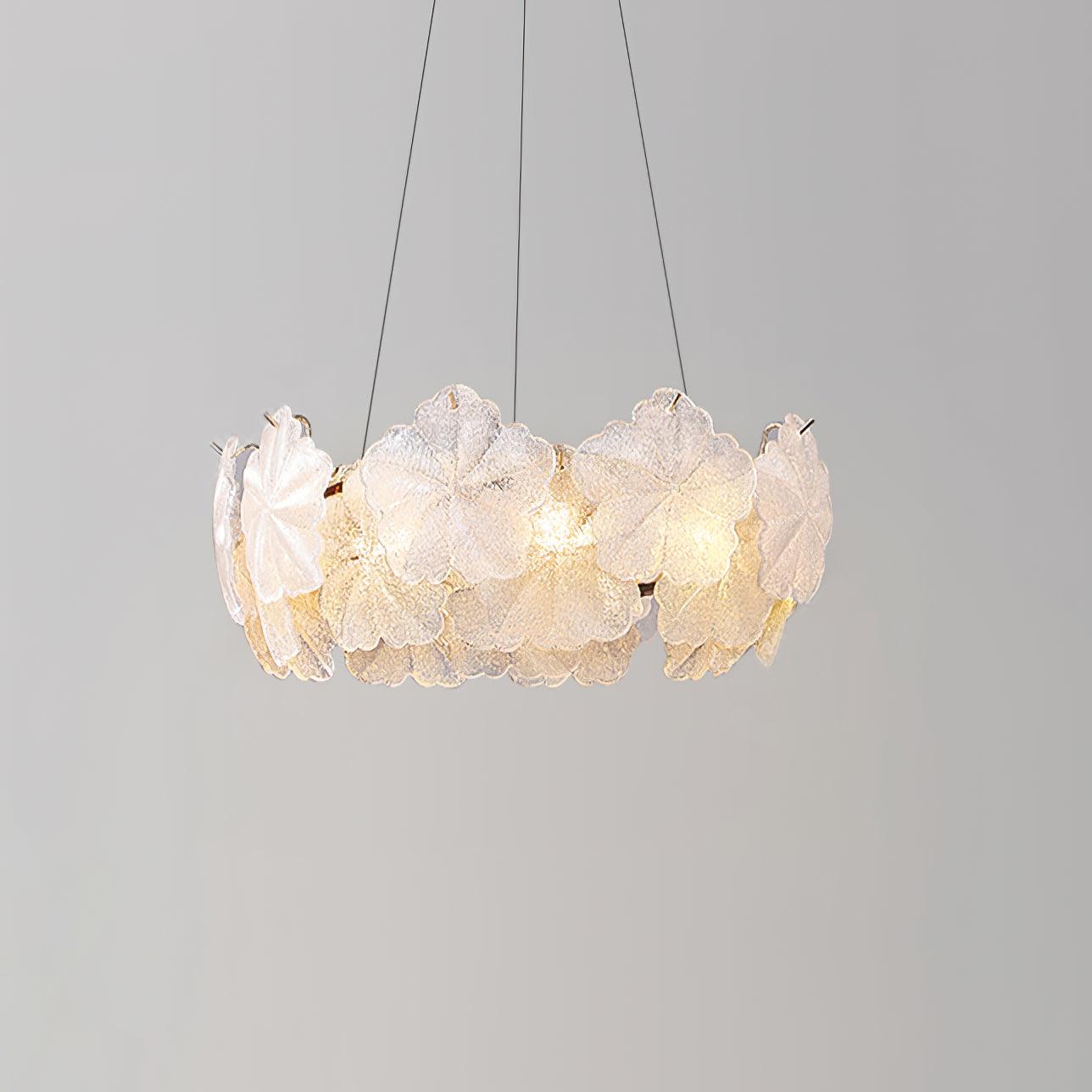 Valery Modern Glass Petal Chandelier Gold Luxury Flush Mount Ceiling Light for Dining Room