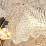 Valery Modern Glass Petal Chandelier Gold Luxury Flush Mount Ceiling Light for Dining Room