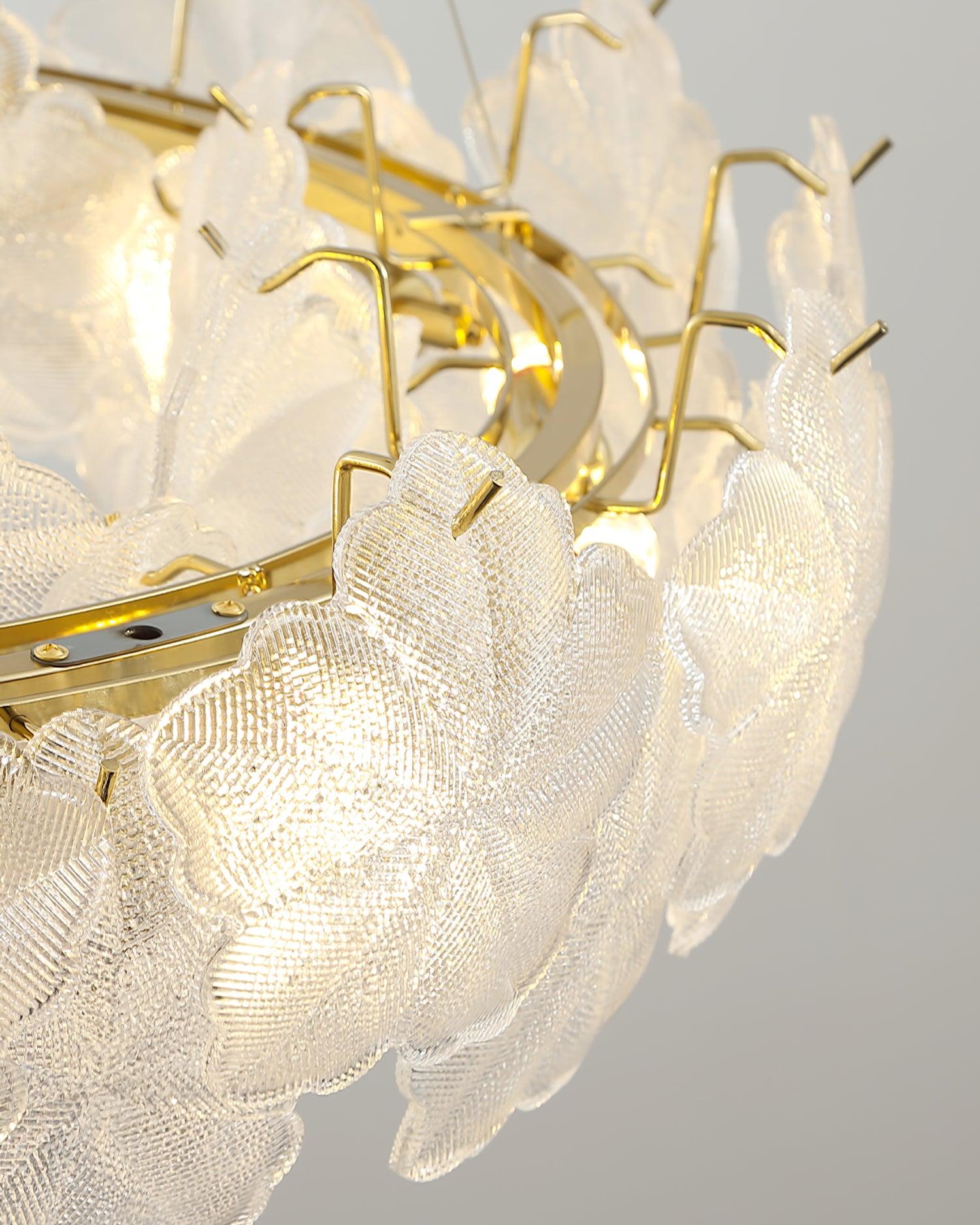 Valery Modern Glass Petal Chandelier Gold Luxury Flush Mount Ceiling Light for Dining Room