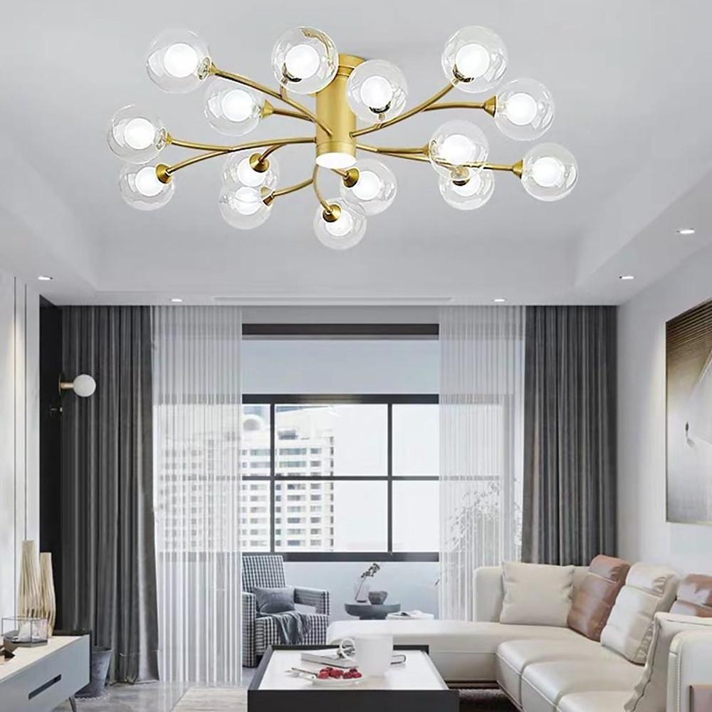 Modern Globe Glass LED Flush Mount Ceiling Light Industrial Metal Lantern Fixture
