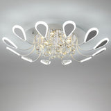 Modern Flower Petal Dimmable LED Crystal Flush Mount Ceiling Lamp