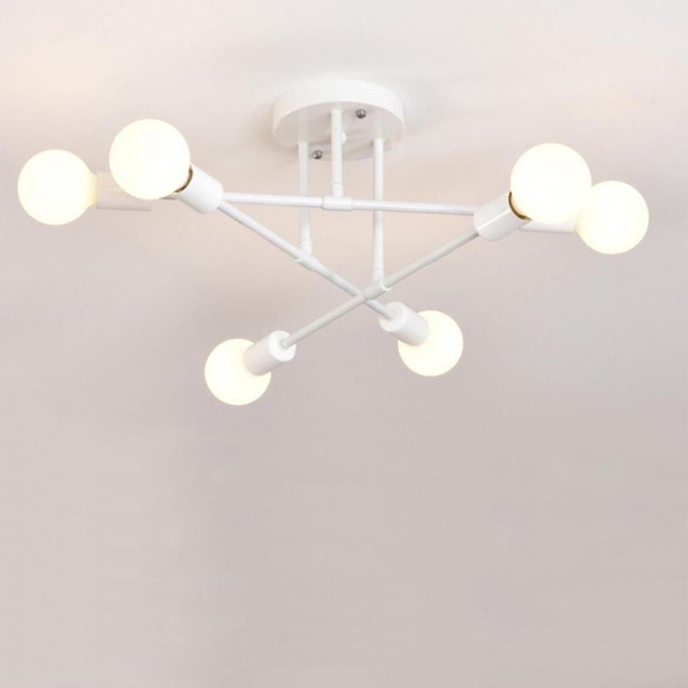 Contemporary 6 Light Geometric Sputnik Semi Flush Mount Ceiling Fixture