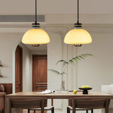 Vela Pudding Glass and Wood Pendant Light with Adjustable Retractable Cable
